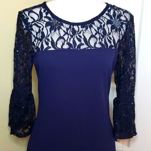 NWT Olivia Matthews blue lace dress sz 6